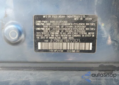 2010 Subaru Forester 2.5X z USA, uszkodzony, nr VIN JF2SH6AC7AH727623